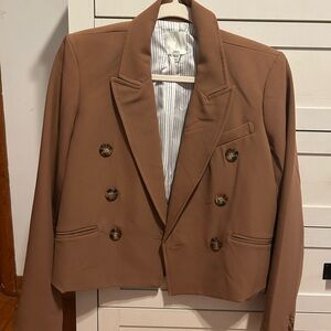 Joie Brown Double-Breasted Blazer